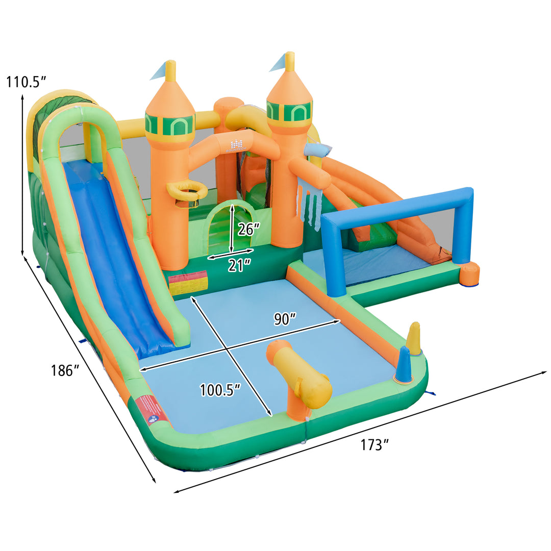 Kids Inflatable Water Slide with Soccer Gate and 750W Blower