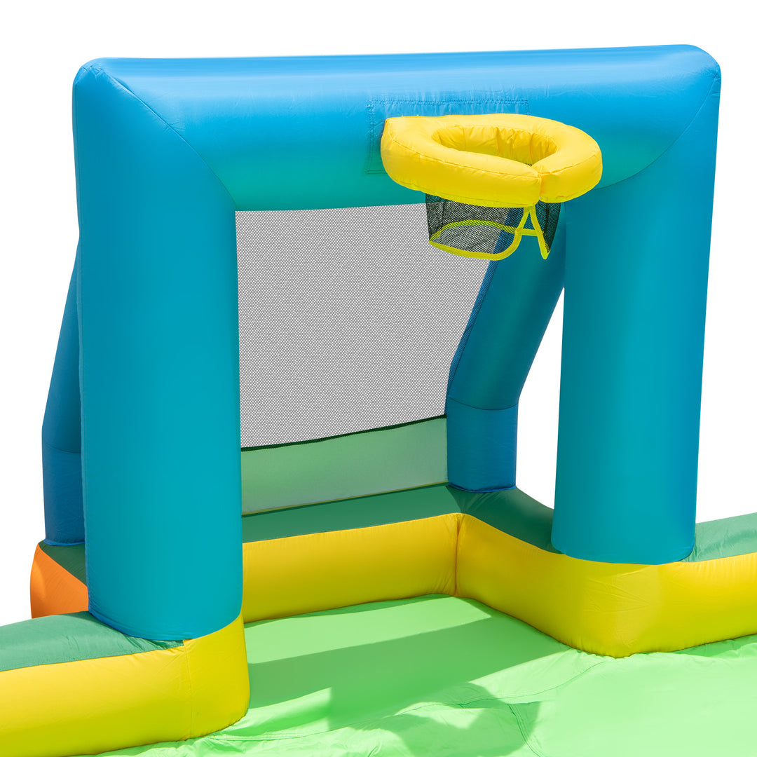 Kids Inflatable Water Slide with 2 Long Slides and 2 Soccer Gates Without Blower