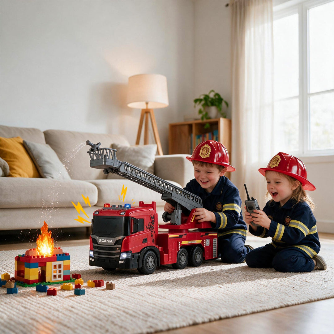Fire Truck Toy with Extendable Ladder and Lights