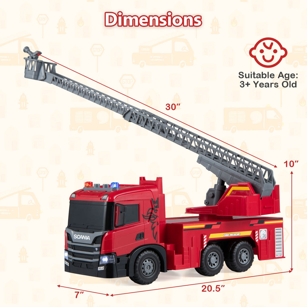 Fire Truck Toy with Extendable Ladder and Lights