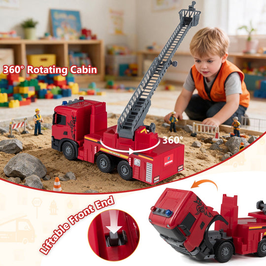 Fire Truck Toy with Extendable Ladder and Lights