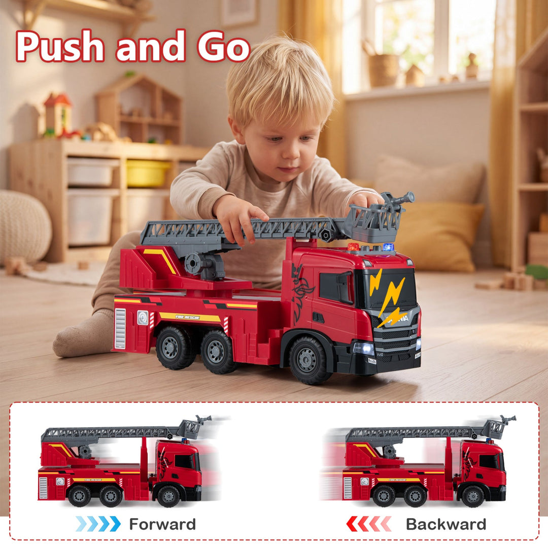 Fire Truck Toy with Extendable Ladder and Lights