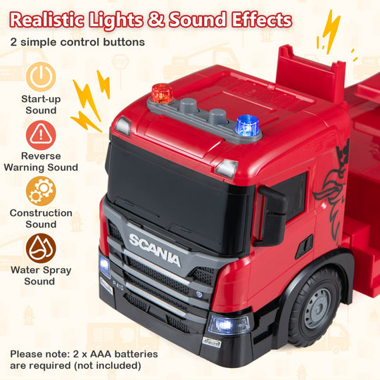 Fire Truck Toy with Extendable Ladder and Lights