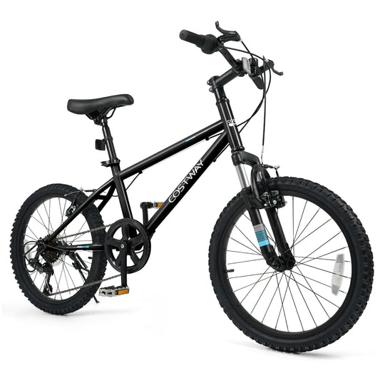 Kids Mountain Bike 20 24 Inch Child Bicycle for Boys Girls Aged 8+ Years Old Black