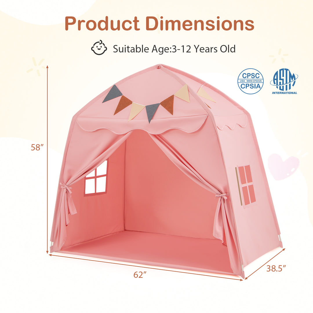 Kids Play Tent Bed Tent with String Lights Extra Large Playhouse Tent-Pink