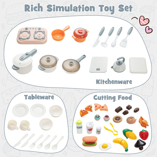 Kids Play Kitchen Toy with Stove Sink Oven with Light and Sound