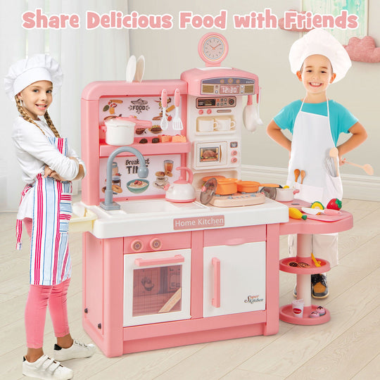 Kids Play Kitchen Toy with Stove Sink Oven with Light and Sound