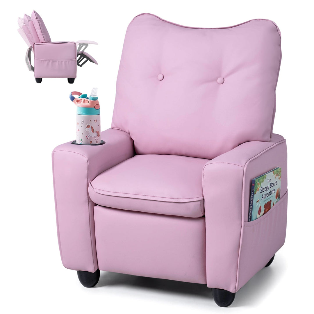 Kids Recliner Chair with Cup Holder and Adjustable Backrest