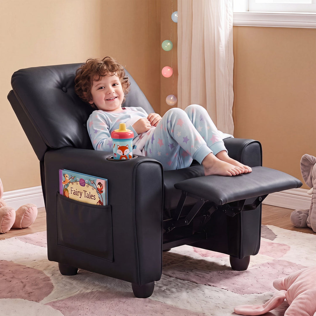Kids Recliner Chair with Cup Holder & Adjustable Backrest
