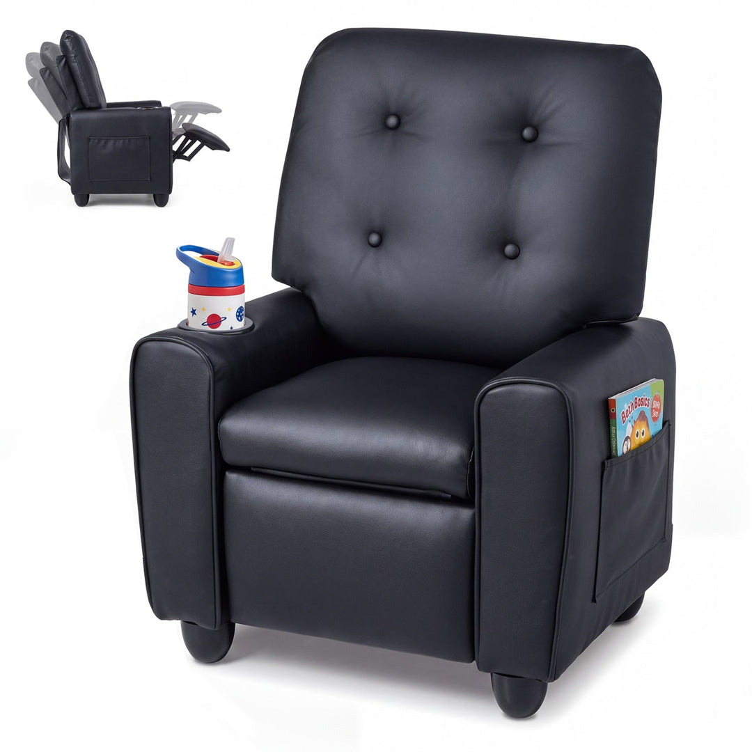 Kids Recliner Chair with Cup Holder & Adjustable Backrest
