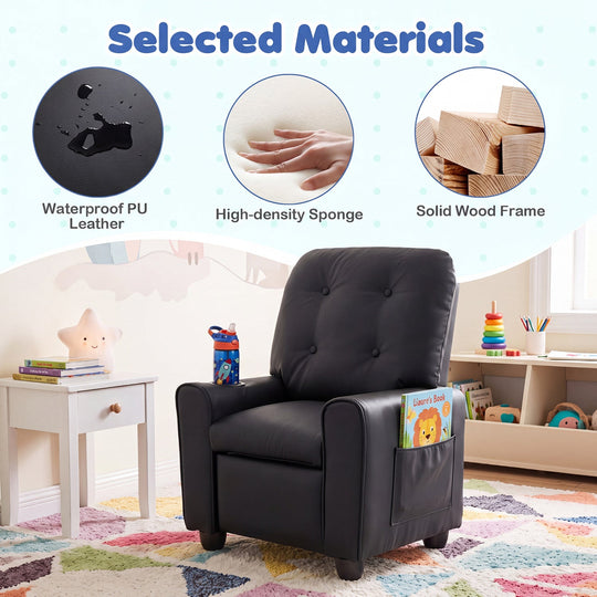 Kids Recliner Chair with Cup Holder & Adjustable Backrest