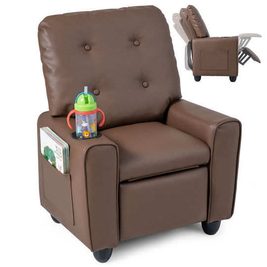 Kids Recliner Chair with Cup Holder & Adjustable Backrest