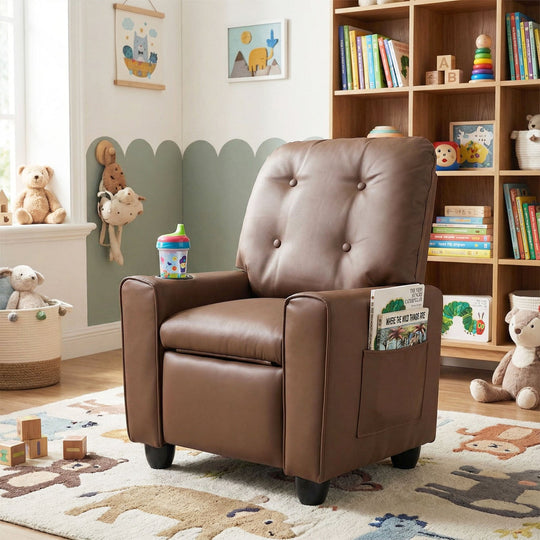 Kids Recliner Chair with Cup Holder & Adjustable Backrest
