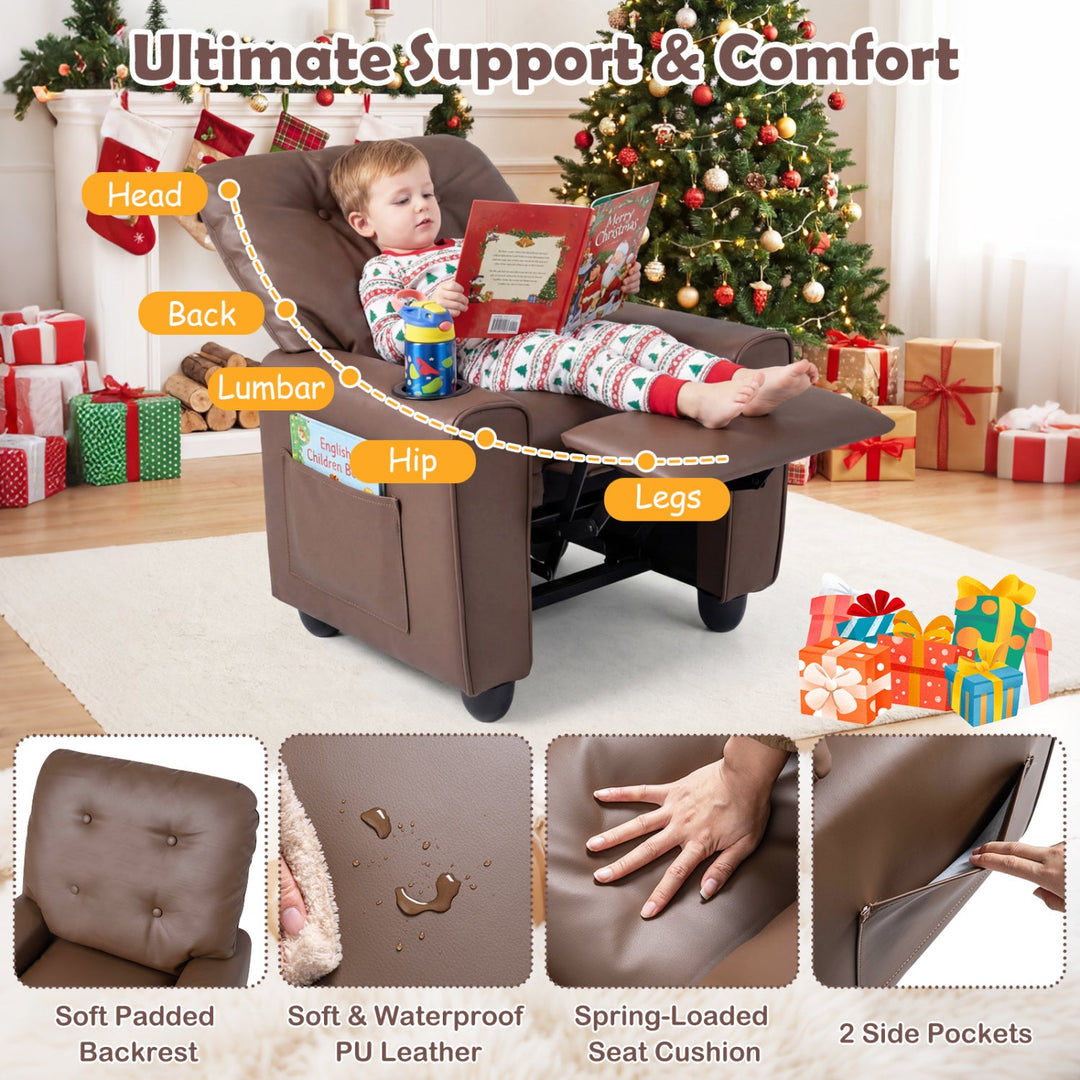 Kids Recliner Chair with Cup Holder & Adjustable Backrest