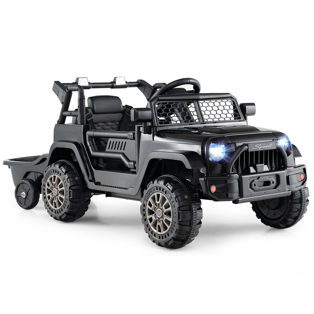 Kids Ride On UTV Car with Detachable Trailer 12V Battery Powered Ride On Truck