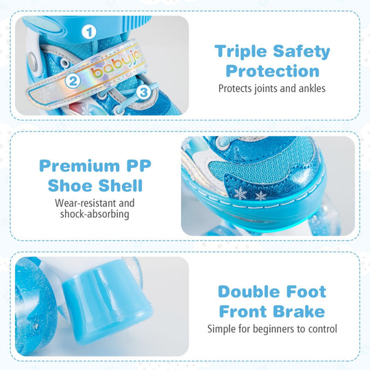 Kids Roller Skates 4 Sizes Adjustable with Light-up Wheels for Toddler Aged 5-7 (S)