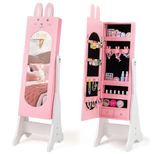 Kids Vanity Table Set with Mirror, Chair & Storage - White