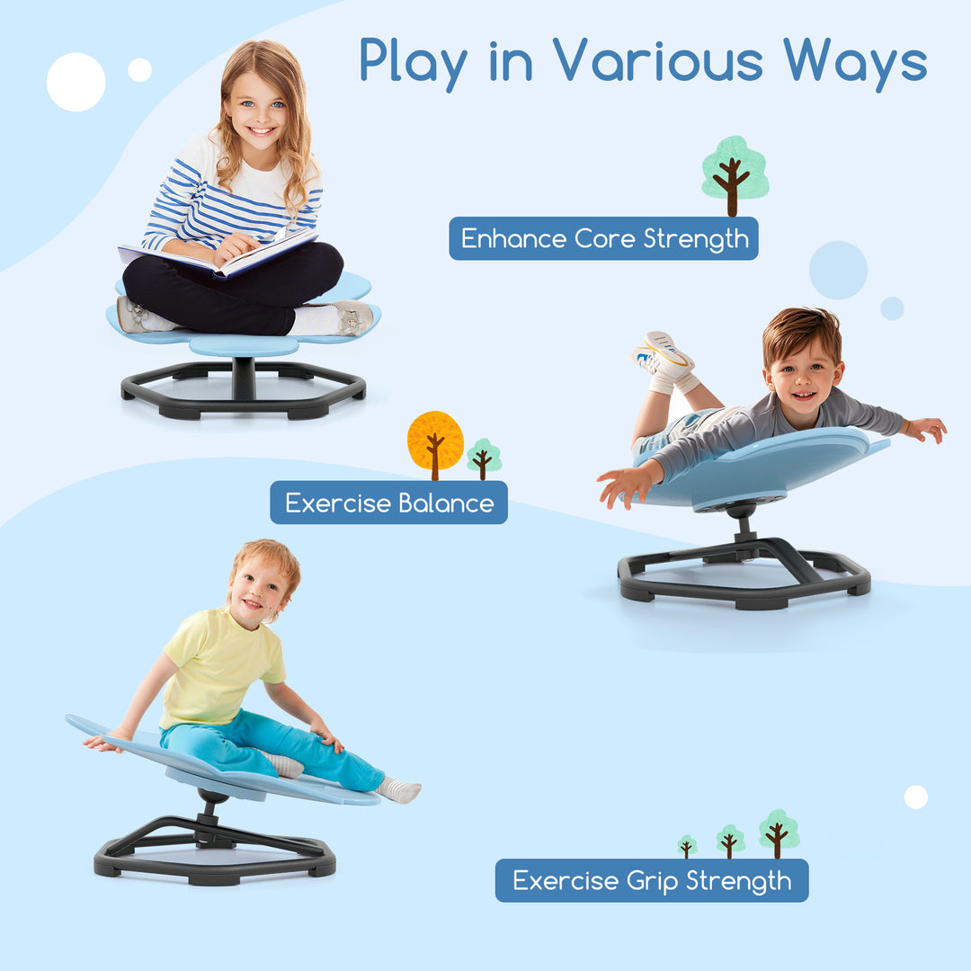 Kids Sensory Swivel Chair Elephant Petal 360° Spinning Chair-Blue