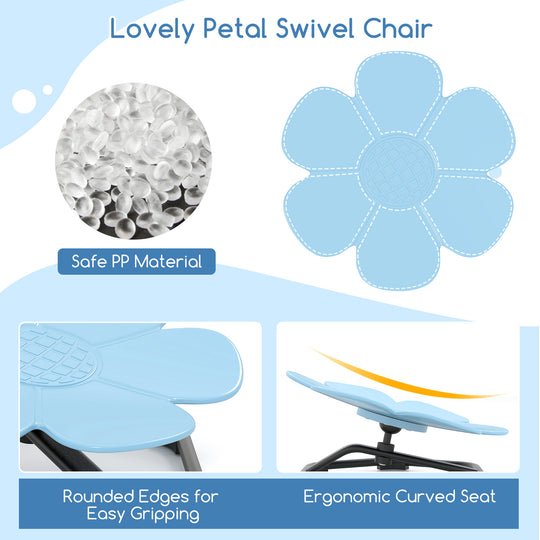 Kids Sensory Swivel Chair Elephant Petal 360° Spinning Chair-Blue