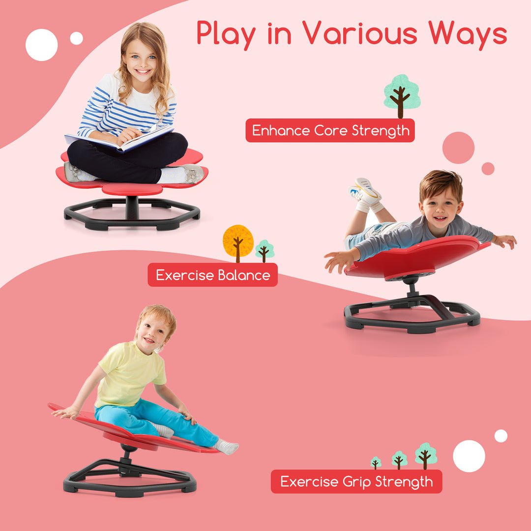 Kids Sensory Swivel Chair Elephant Petal 360° Spinning Chair-Red