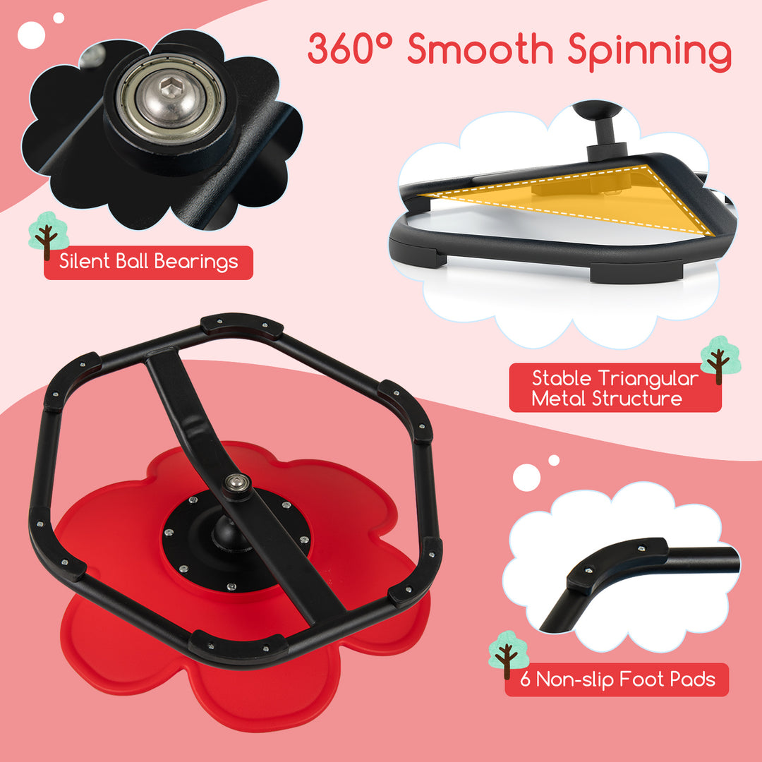 Kids Sensory Swivel Chair Elephant Petal 360° Spinning Chair-Red