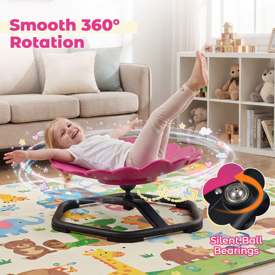Kids Sensory Swivel Chair with Sunflower Shape 360° Spin