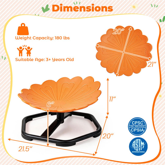 Kids Sensory Swivel Chair with Sunflower Shape 360° Spin