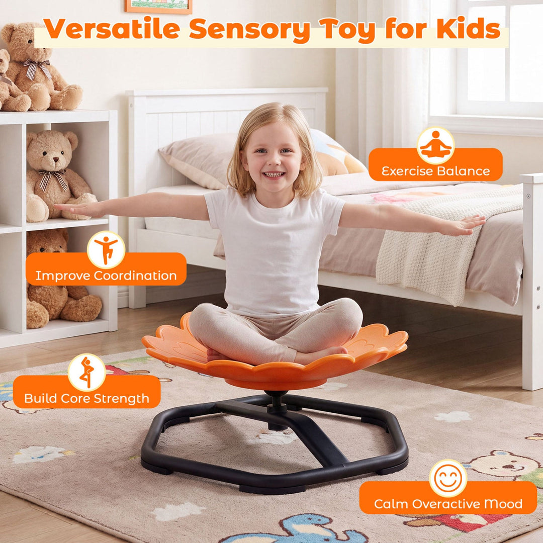 Kids Sensory Swivel Chair with Sunflower Shape 360° Spin