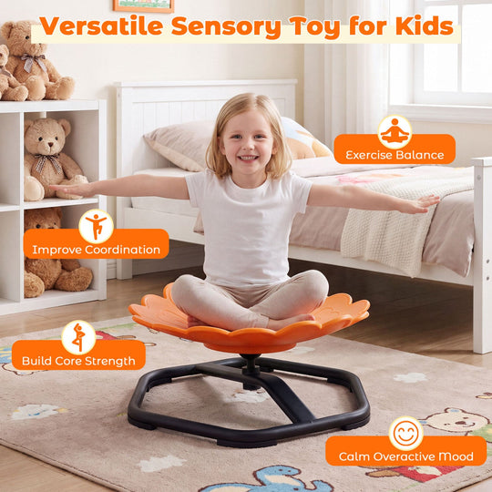 Kids Sensory Swivel Chair with Sunflower Shape 360° Spin