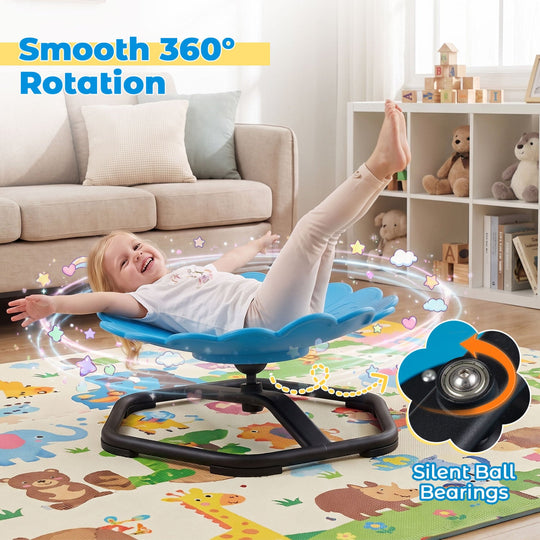 Kids Sensory Swivel Chair with Sunflower Shape 360° Spin