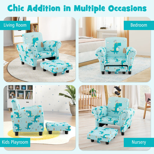 Kids Single Sofa with Cute Patterns Ergonomic Backrest and Armrests