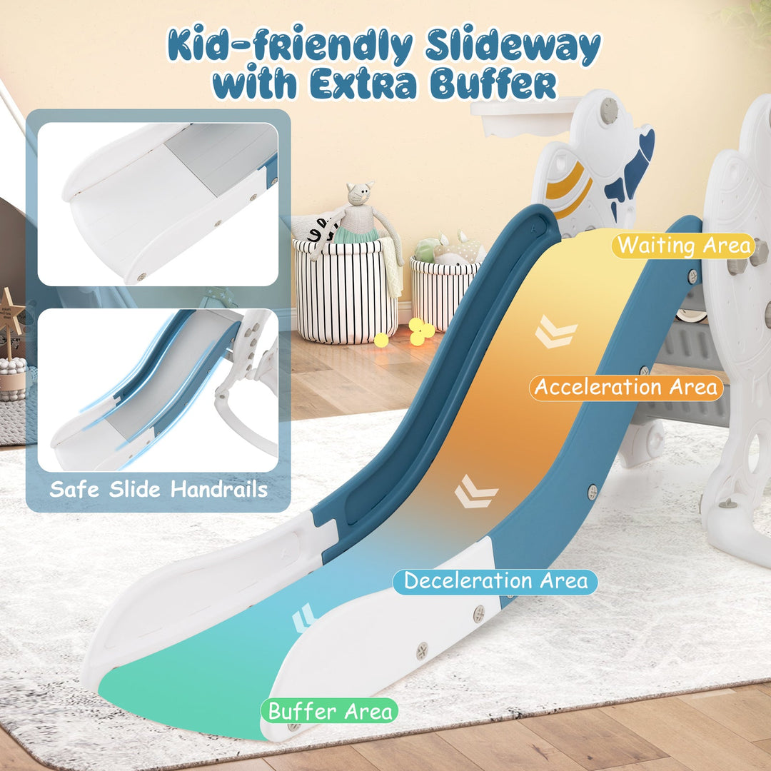 4-in-1 Kids Slide and Swing Set with Basketball Hoop