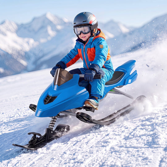 Snow Racer Sled with Brakes and Steering Handle for Kids