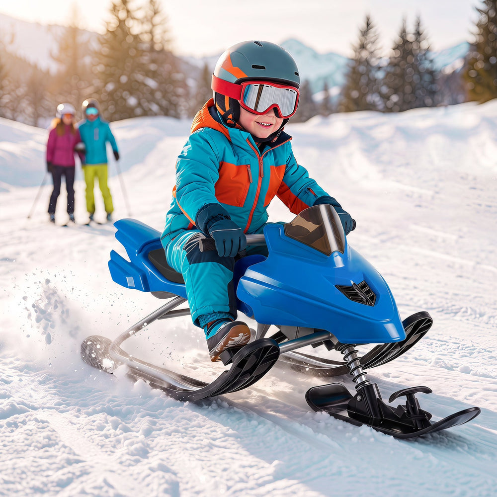 Snow Racer Sled with Brakes and Steering Handle for Kids