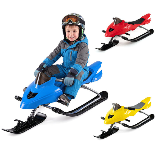 Snow Racer Sled with Brakes and Steering Handle for Kids