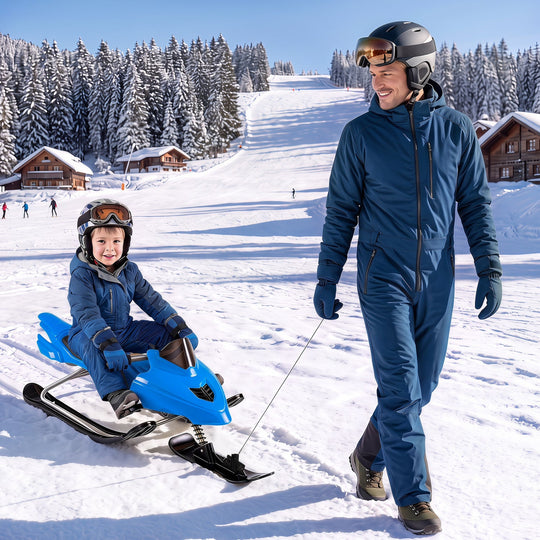 Snow Racer Sled with Brakes and Steering Handle for Kids