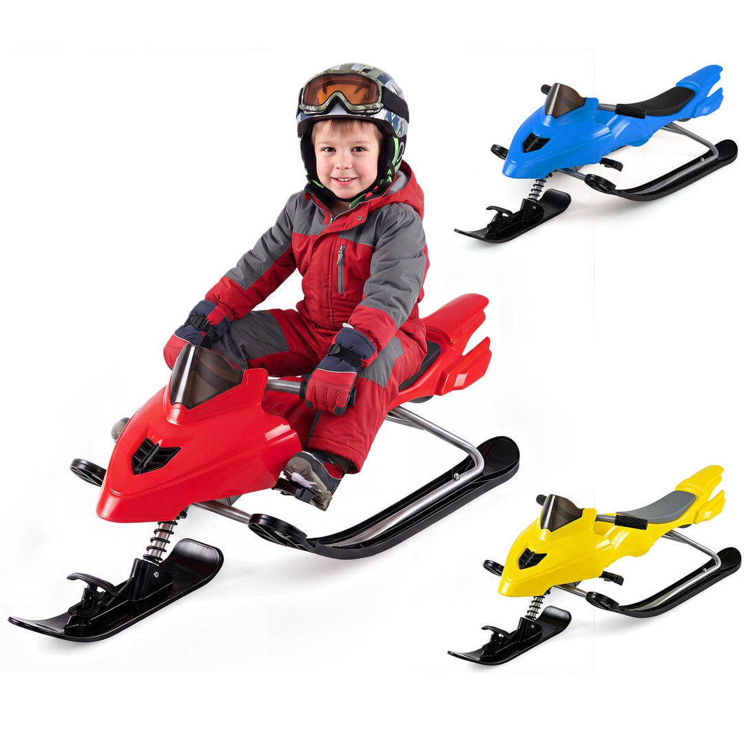 Snow Racer Sled with Brakes and Steering Handle for Kids