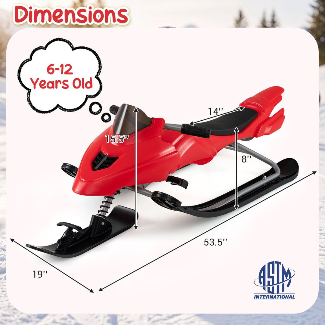 Snow Racer Sled with Brakes and Steering Handle for Kids