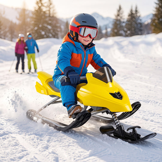 Snow Racer Sled with Brakes and Steering Handle for Kids