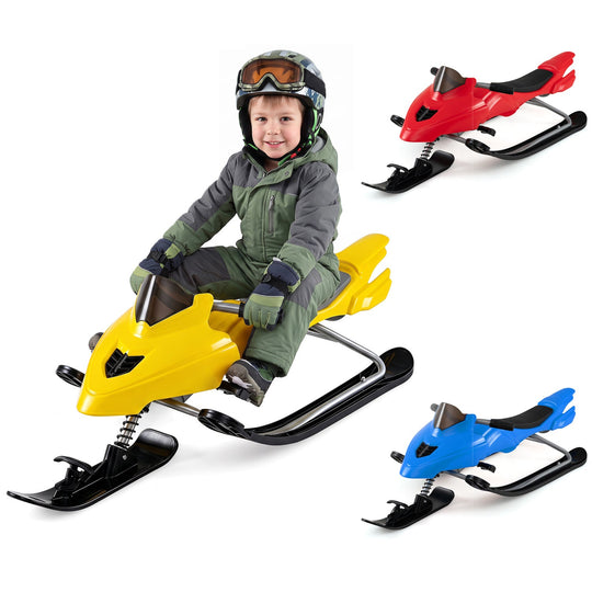 Snow Racer Sled with Brakes and Steering Handle for Kids