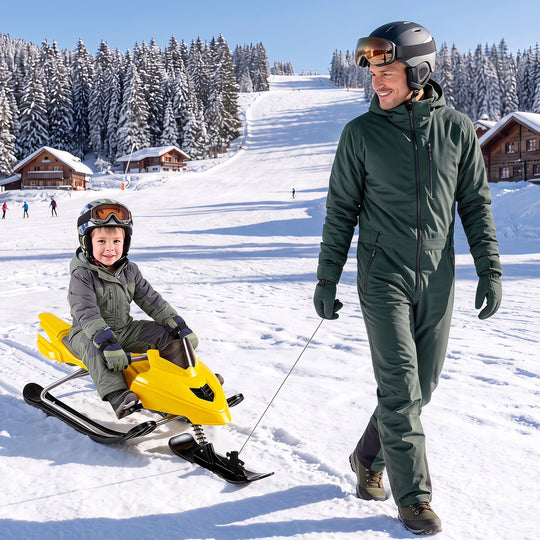 Snow Racer Sled with Brakes and Steering Handle for Kids