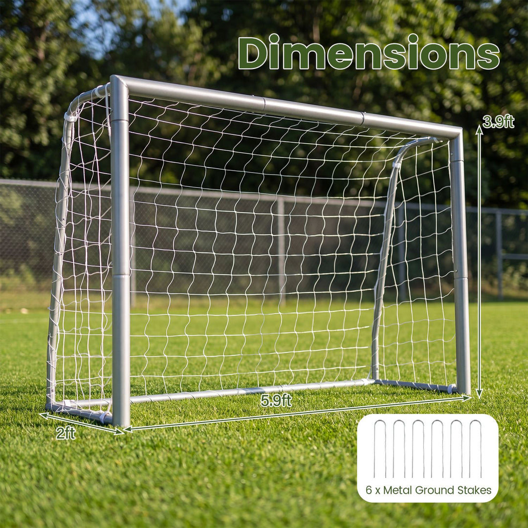 Kids Soccer Goal with Tear-Resistant Net and Ground Stakes for Professional Everyday Match