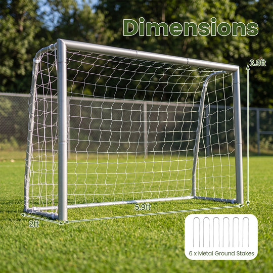 Kids Soccer Goal with Tear-Resistant Net and Ground Stakes for Professional Everyday Match