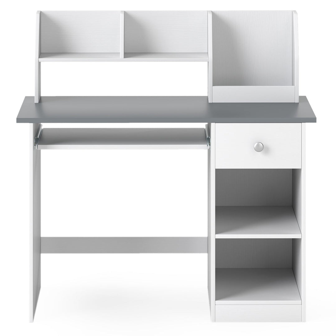 Kids Study Desk with Hutch, Drawer & Shelves