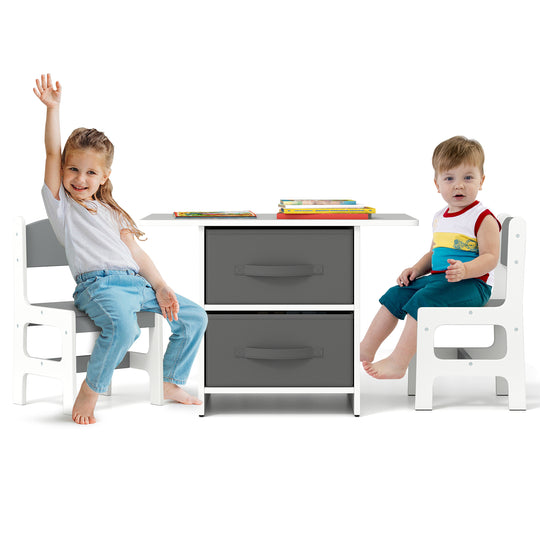 Kids Table and 2 Chairs Set Removable Storage Drawers