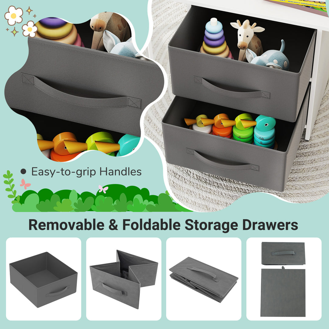 Kids Table and 2 Chairs Set Removable Storage Drawers