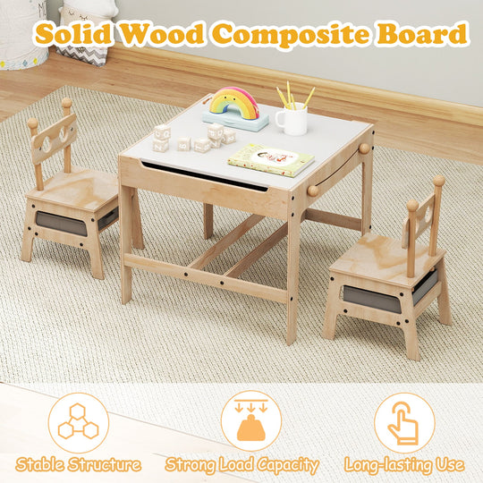 Kids Table and Chair Set with Reversible Whiteboard