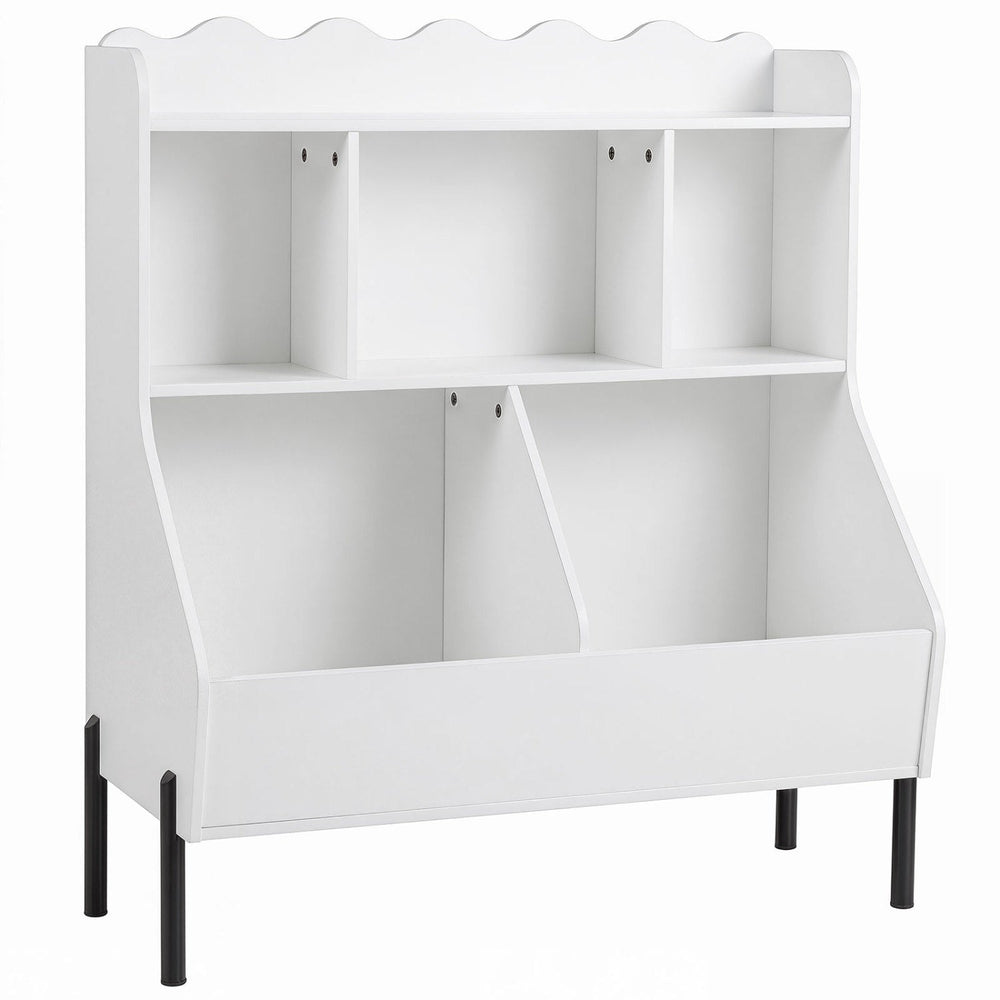 Kids Toy Storage Organizer with 5 Cubes and Bookshelf