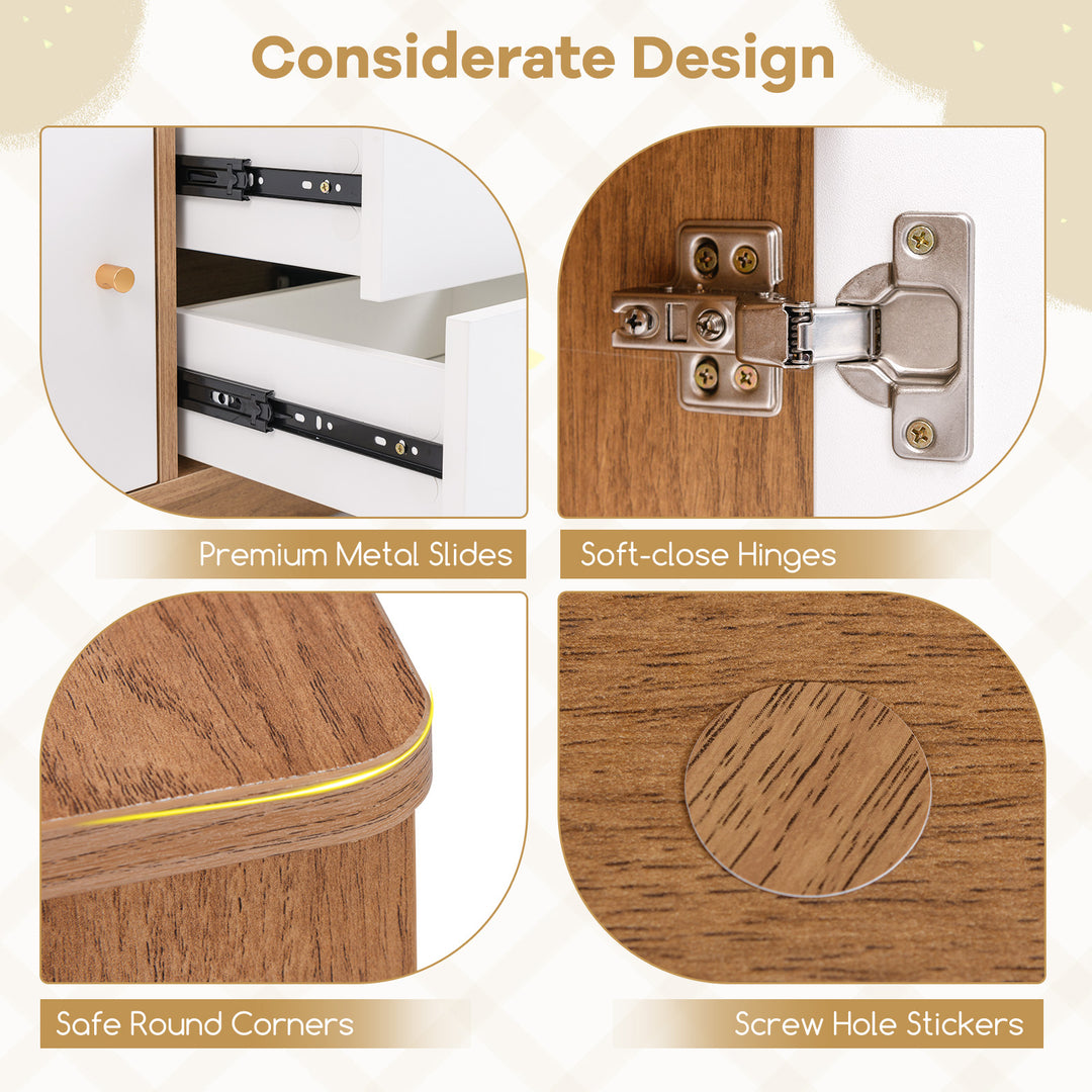 Kids Toy Storage Organizer with Open Shelf and 2 Drawers for Playroom-Natural