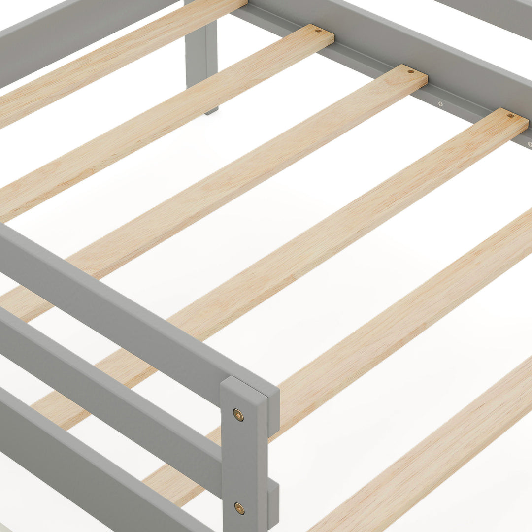 Kids Twin Size Bed with 2 Drawers Solid Wood Bed with Blackboard-Gray